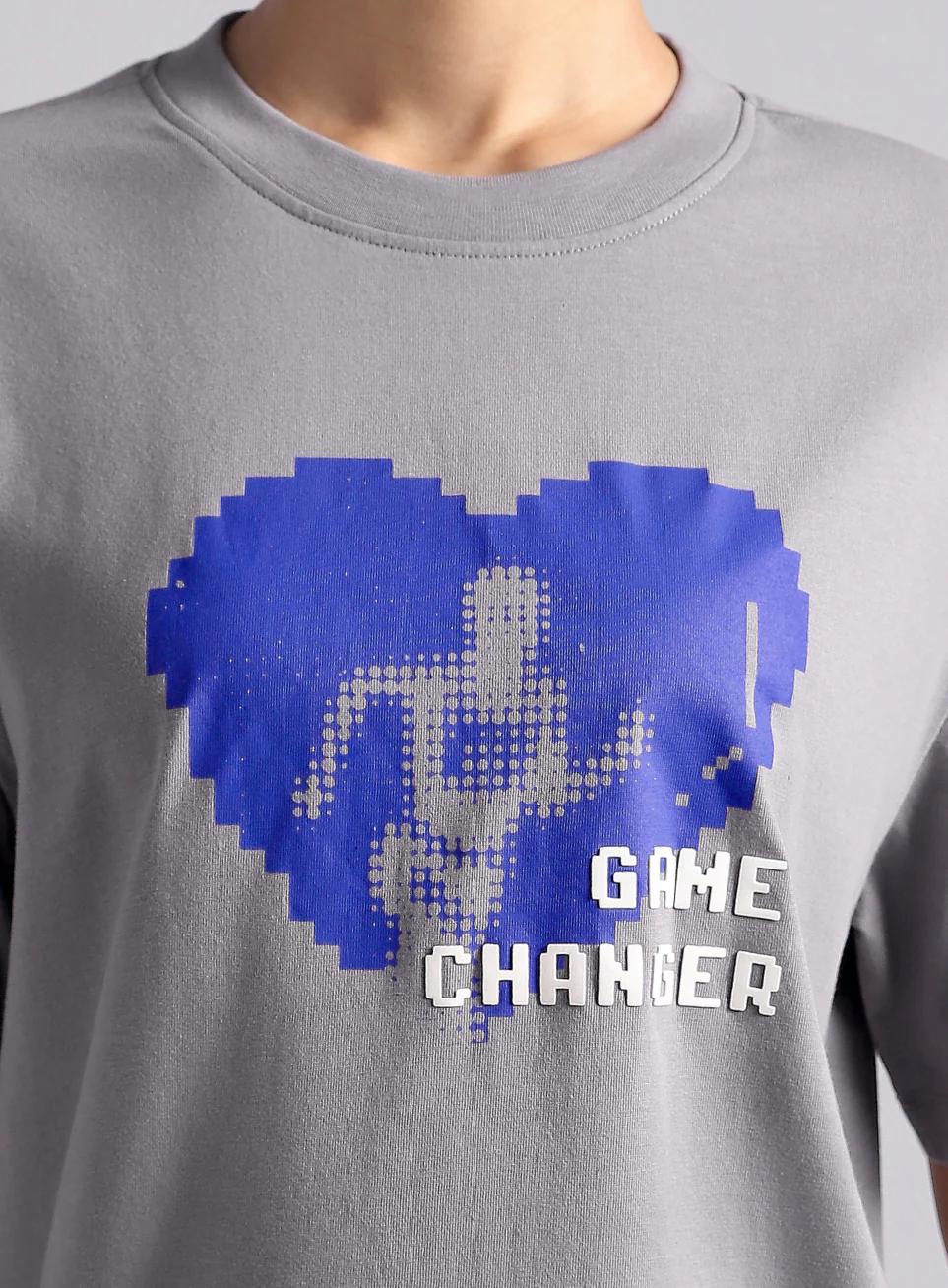 Women's Grey Graphic Relaxed Fit T-shirt - Image 7