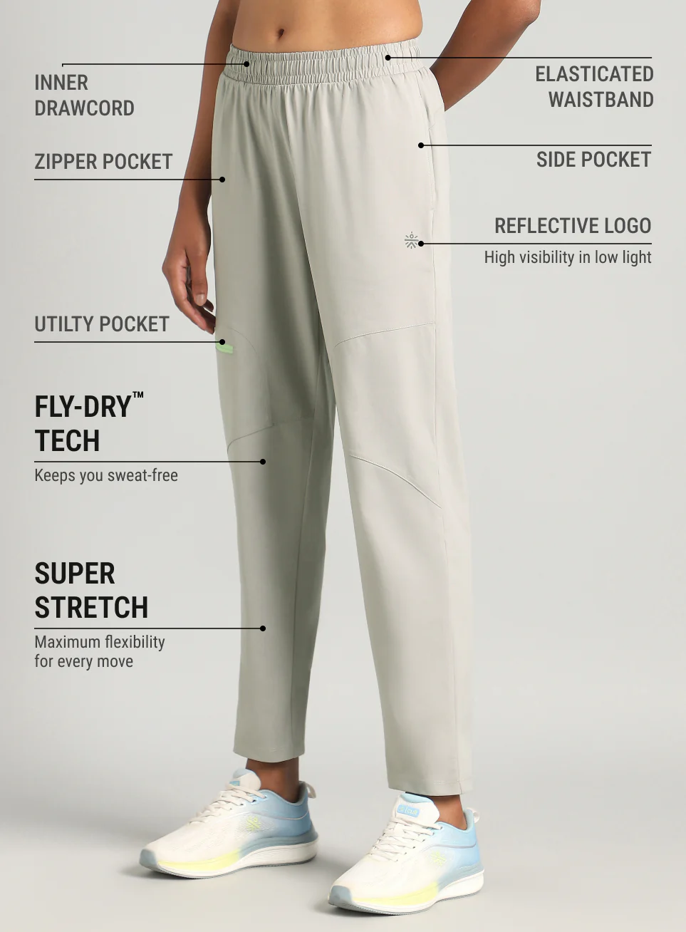 Women's Grey In Motion Run Trackpants - Image 5