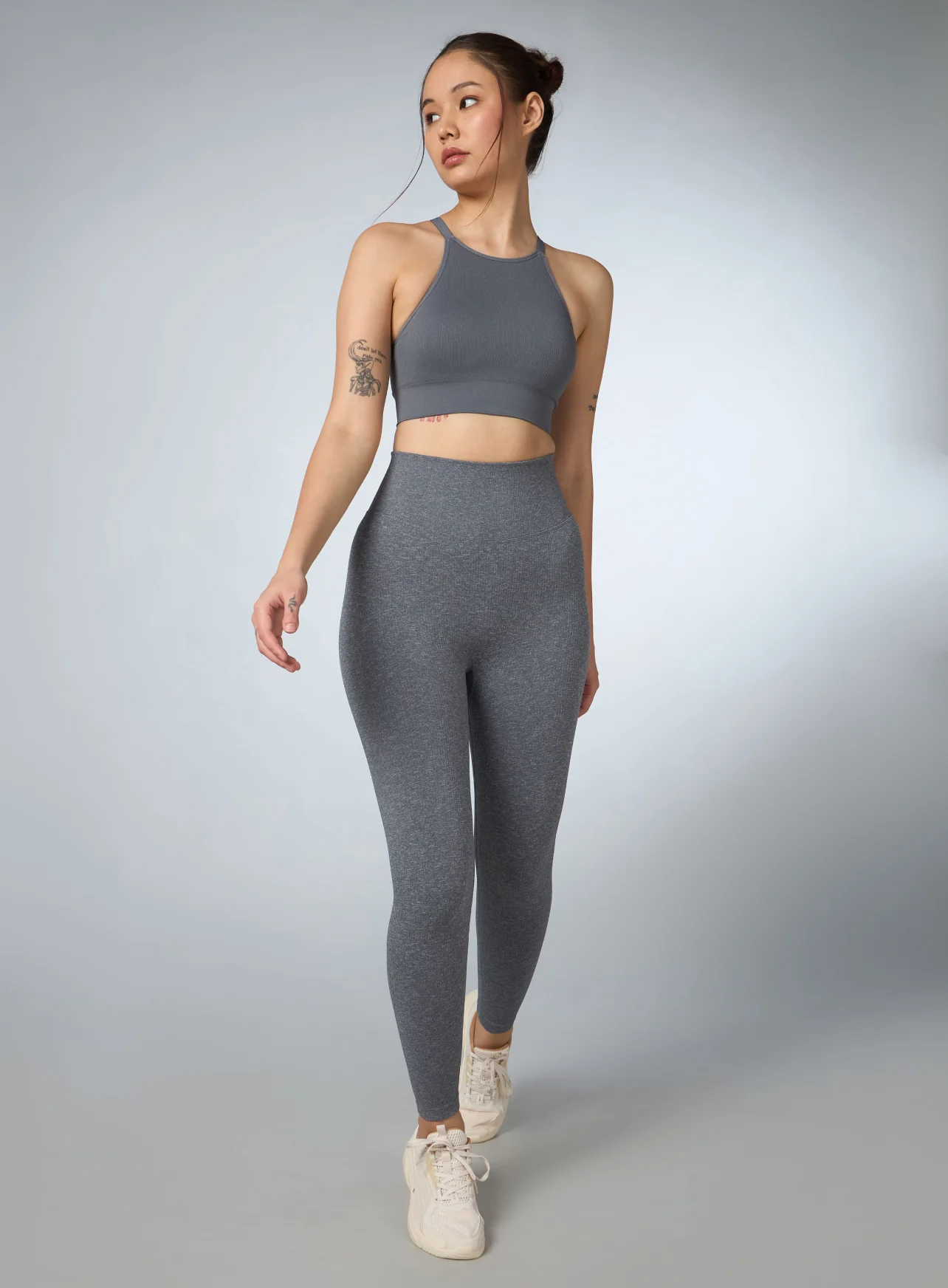 Women's Grey Kinetic Seamless Tights - Image 2