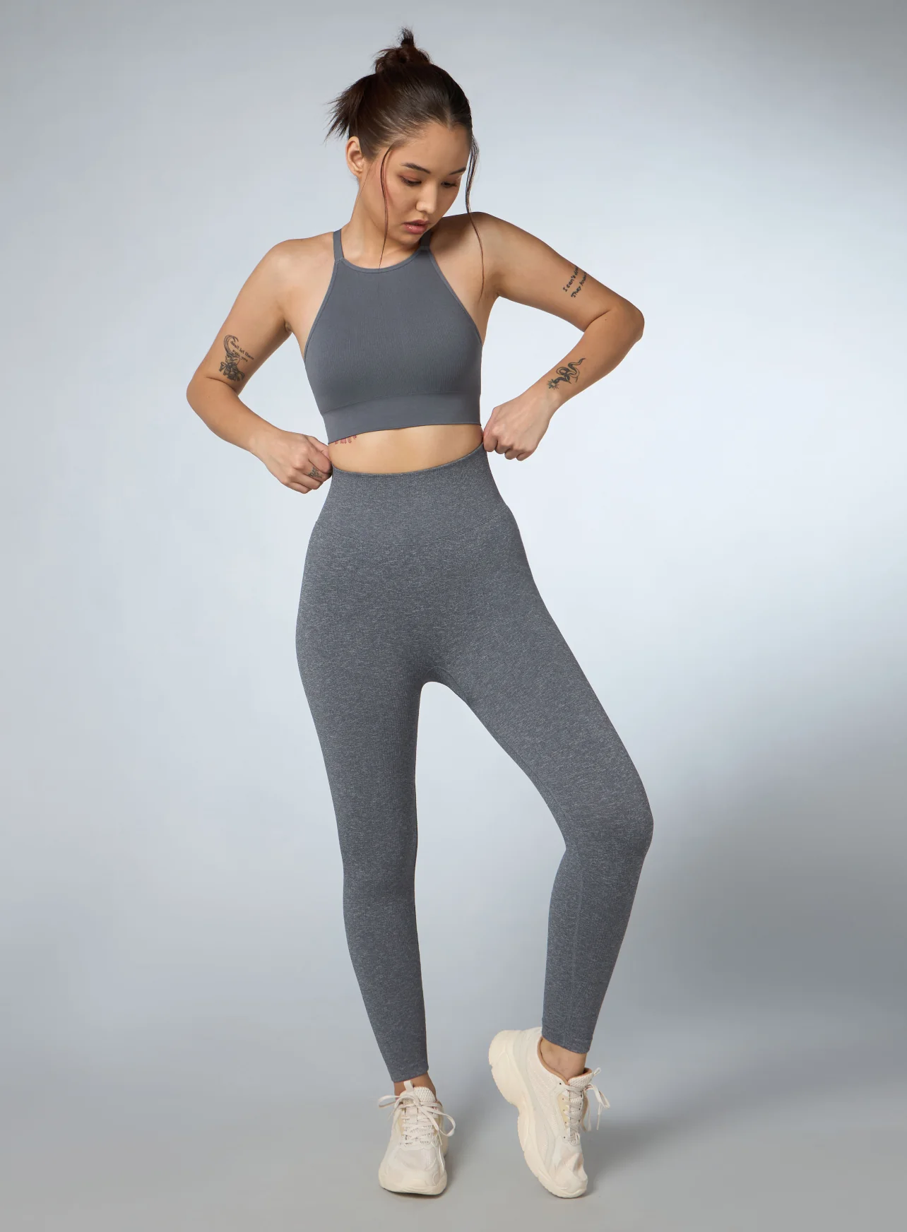 Women's Grey Kinetic Seamless Tights - Image 3