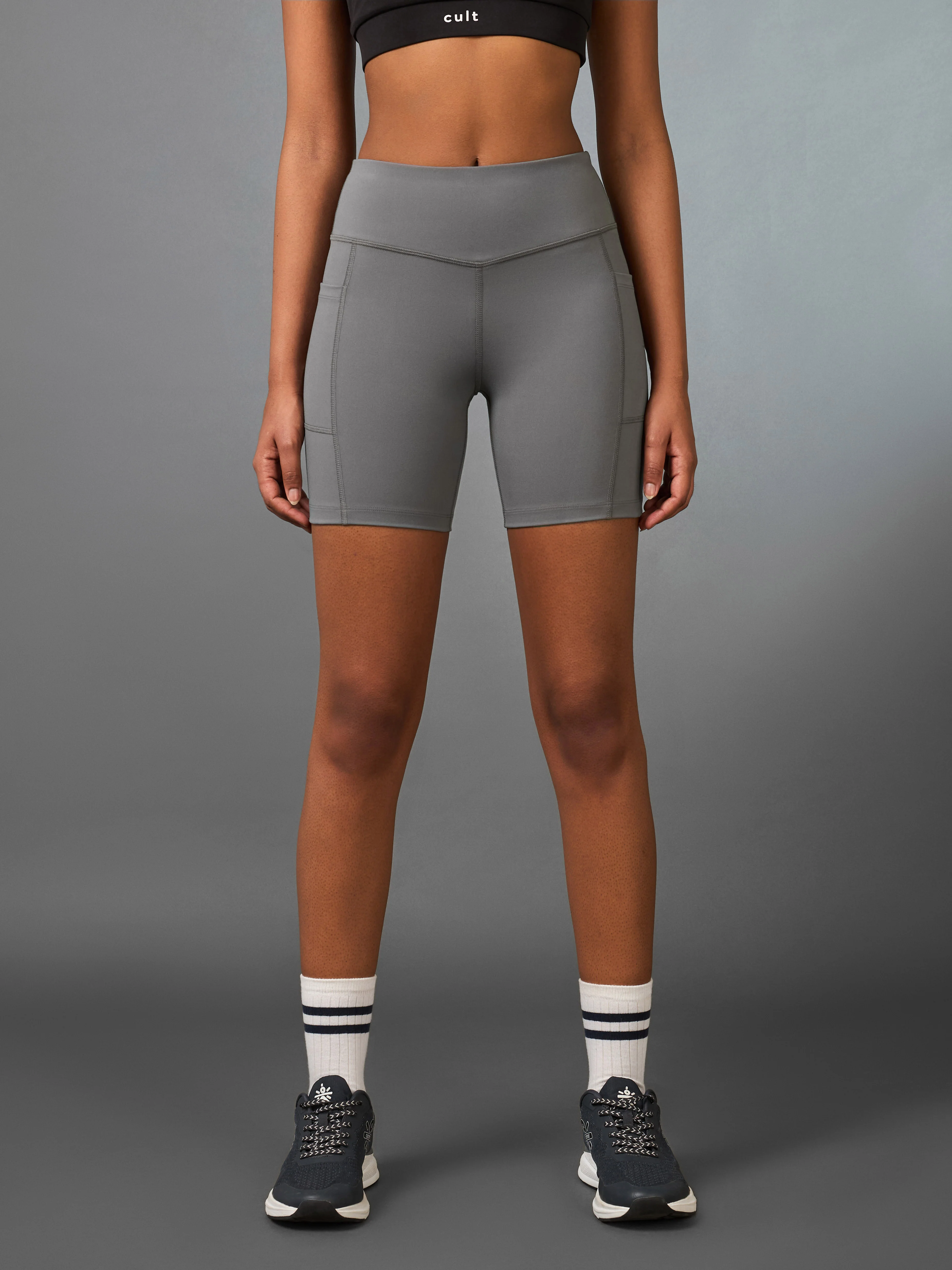 Women's Grey Multi Sports Cycling COMFLex Shorts - Image 4