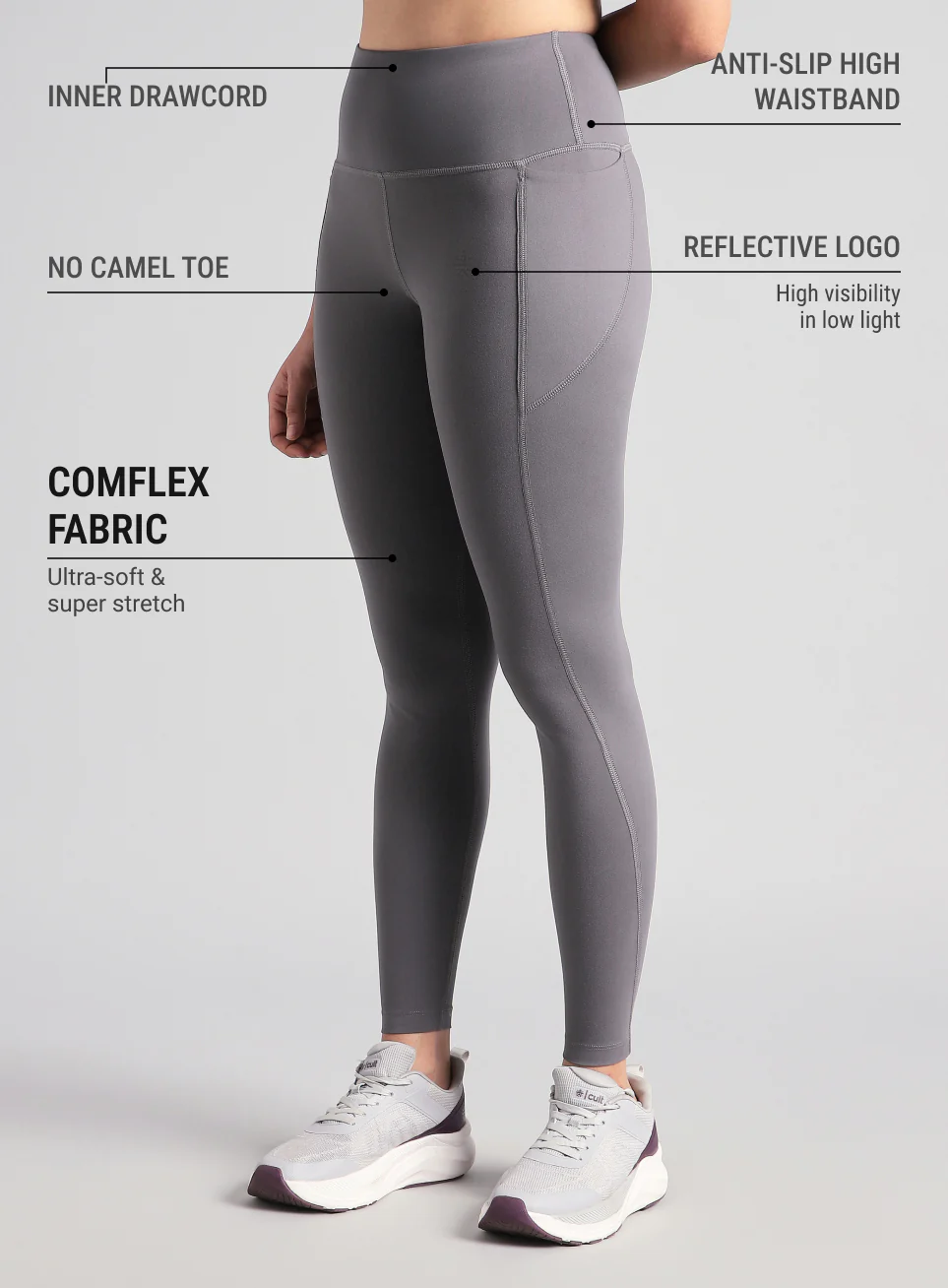 Women's Grey Pace Pro COMFlex Tights - Image 5
