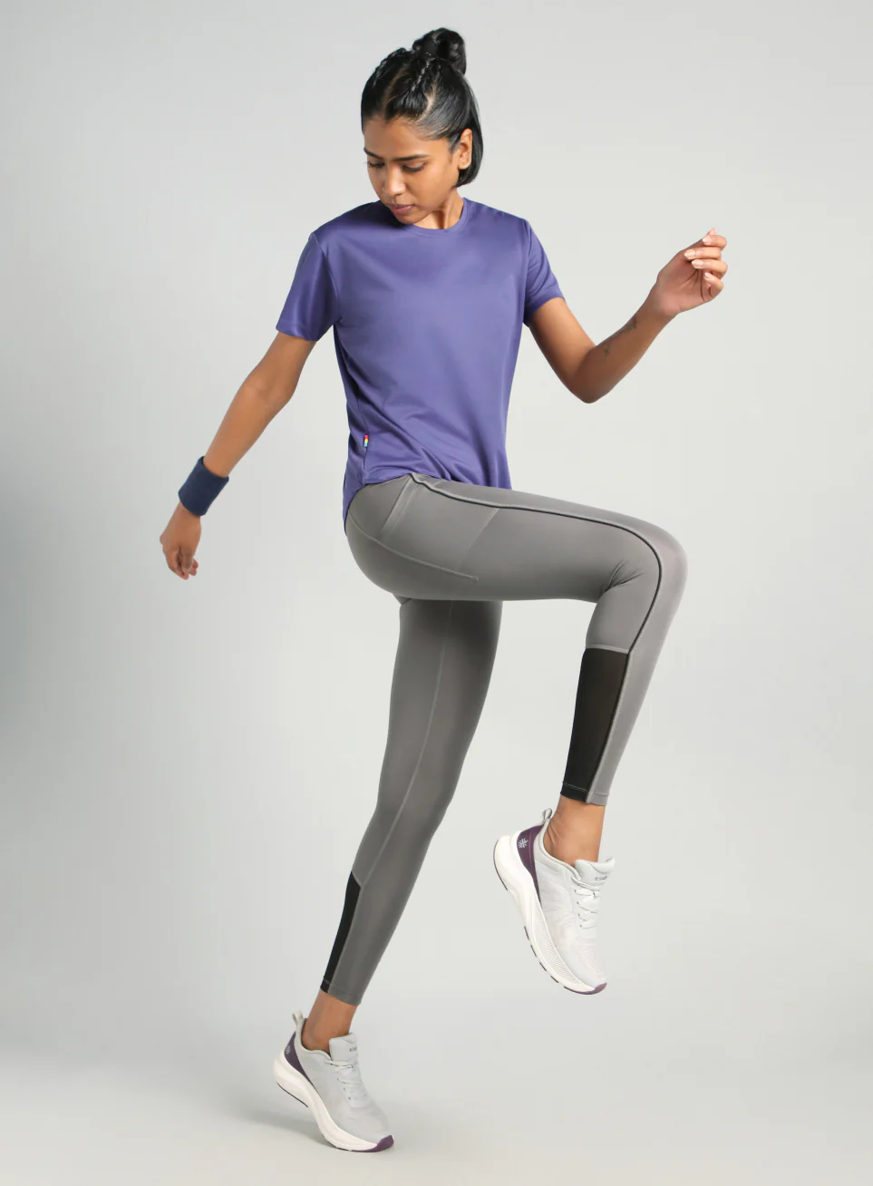 Women's Grey Pace Up Running comflex Tights - Image 2