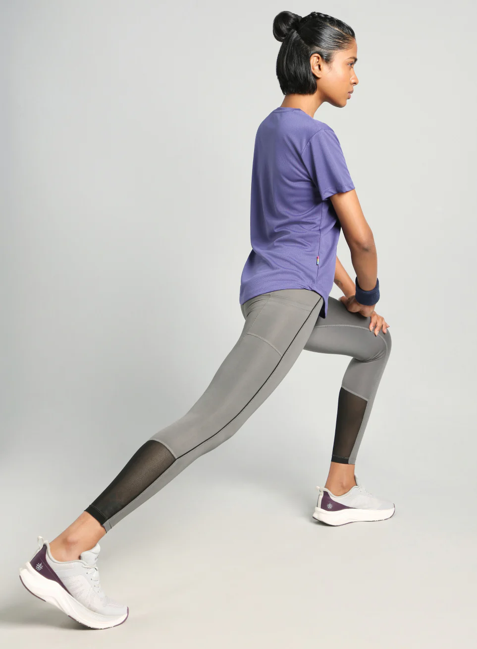 Women's Grey Pace Up Running comflex Tights - Image 3