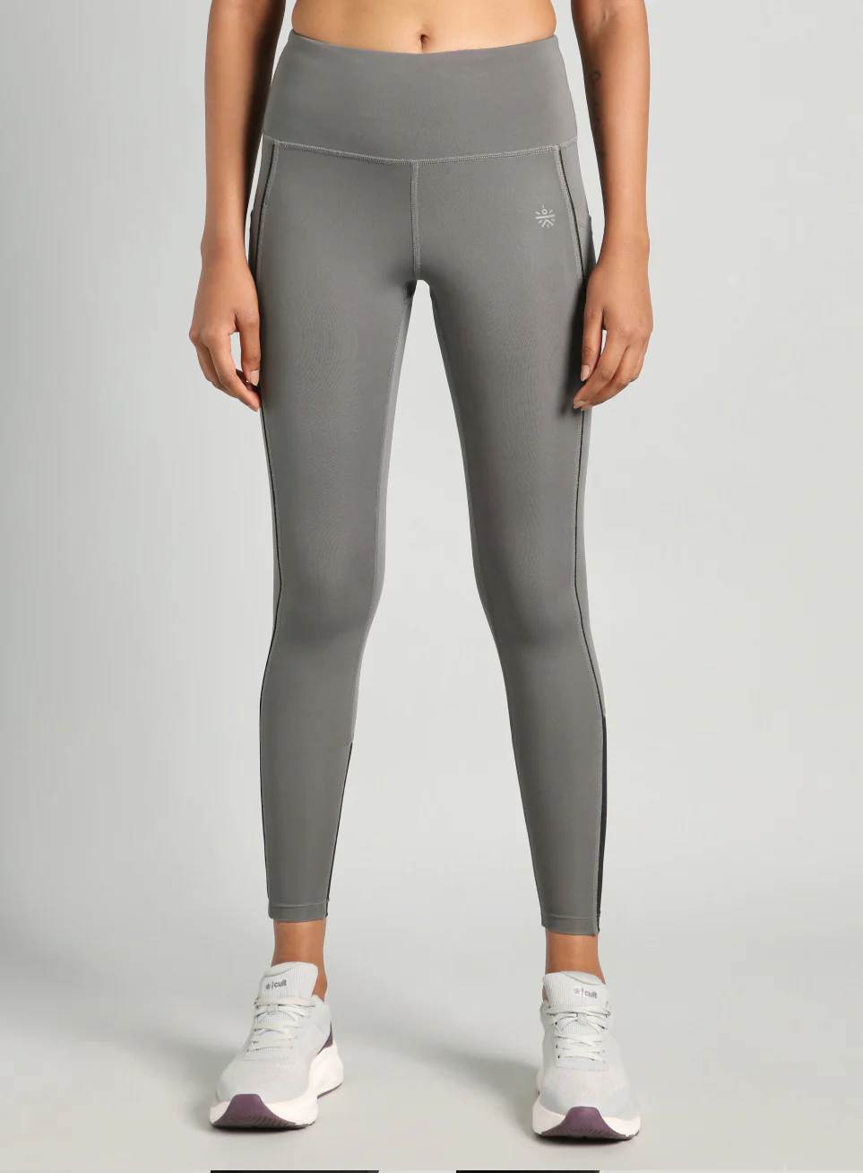 Women's Grey Pace Up Running comflex Tights - Image 4