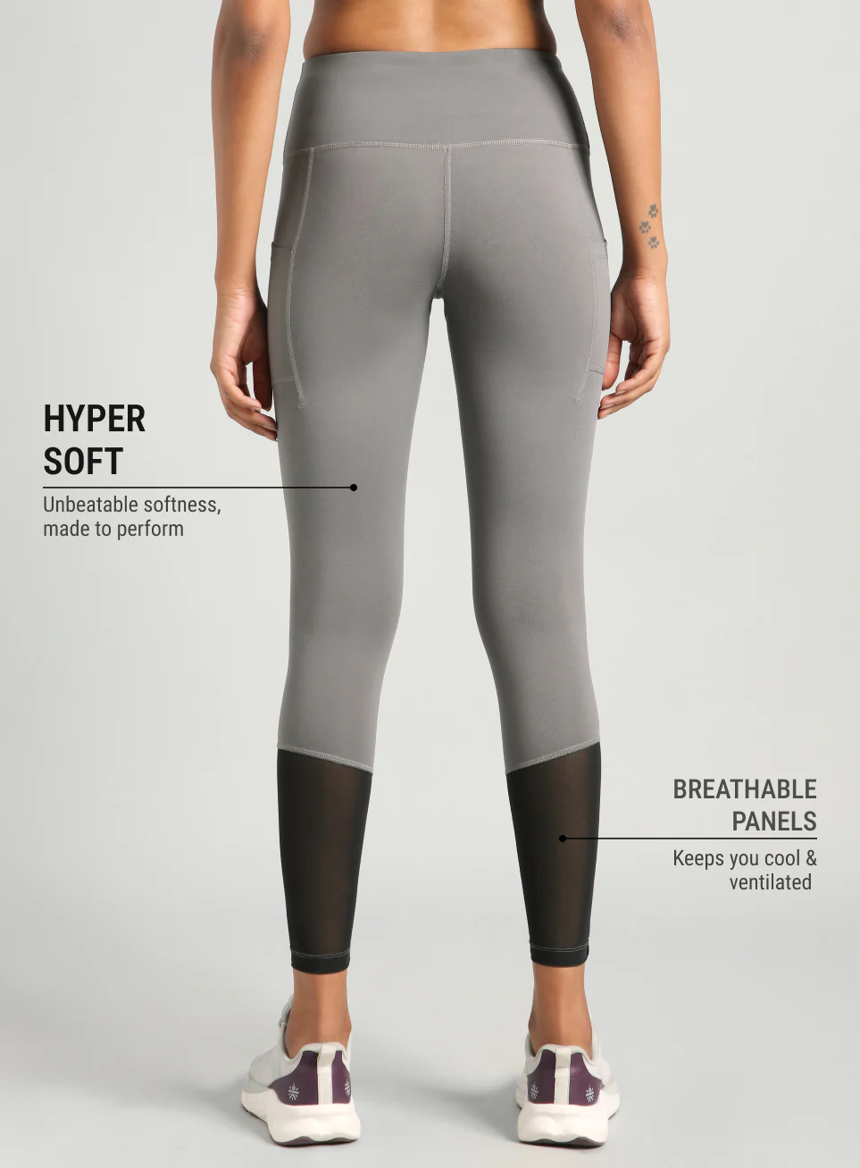 Women's Grey Pace Up Running comflex Tights - Image 6