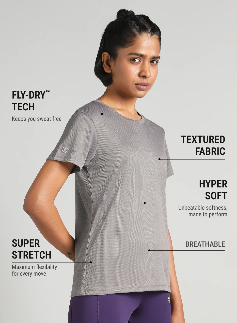 Women's Grey Performance T-Shirt - Image 5