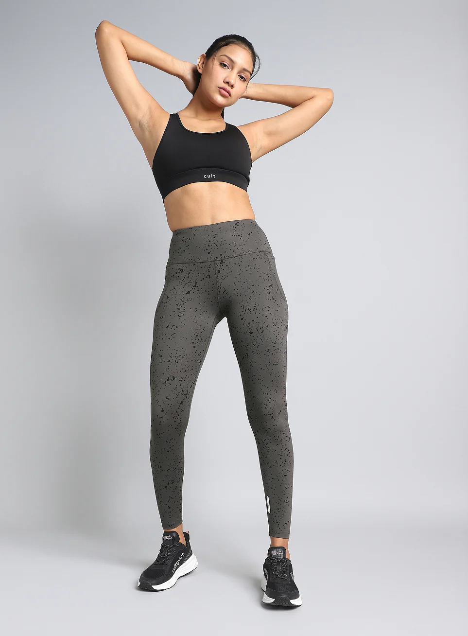Women's Grey Printed Train All Day COMFlex Tights - Image 2