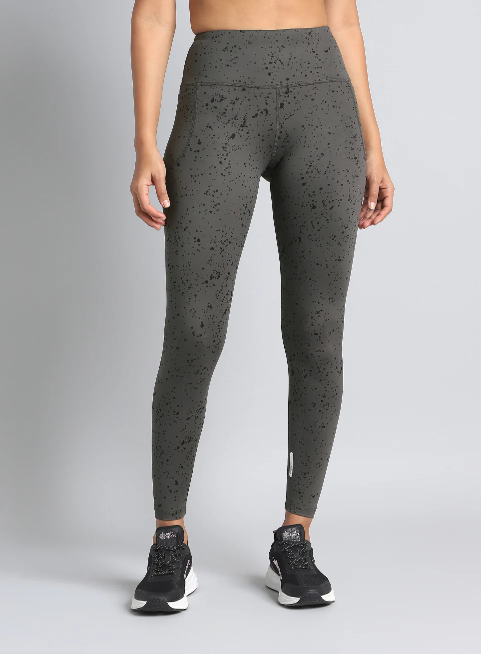 Women's Grey Printed Train All Day COMFlex Tights - Image 4