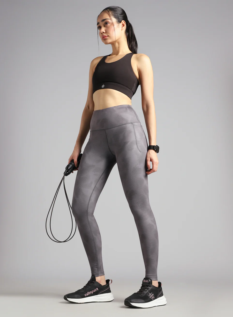 Women's Grey Printed Train All Day COMFlex Tights - Image 3