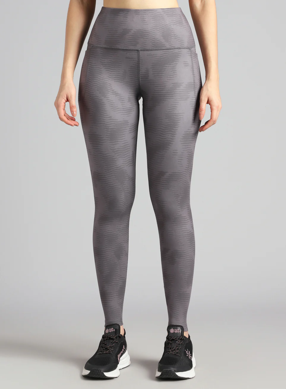 Women's Grey Printed Train All Day COMFlex Tights - Image 4