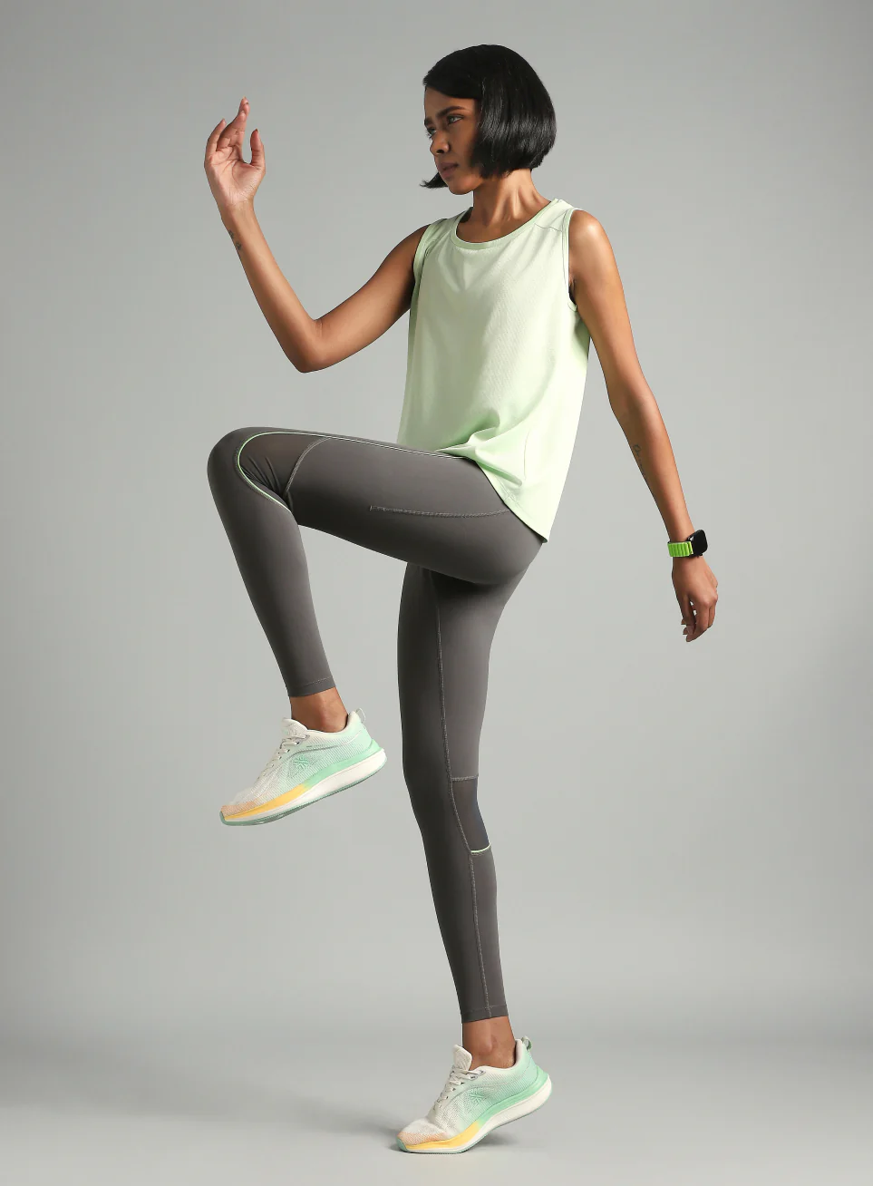Women's Grey Run All Day COMFlex Tights - Image 2