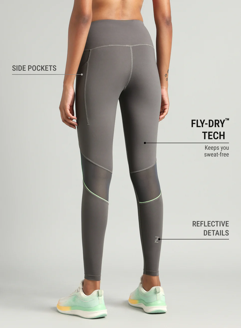 Women's Grey Run All Day COMFlex Tights - Image 6