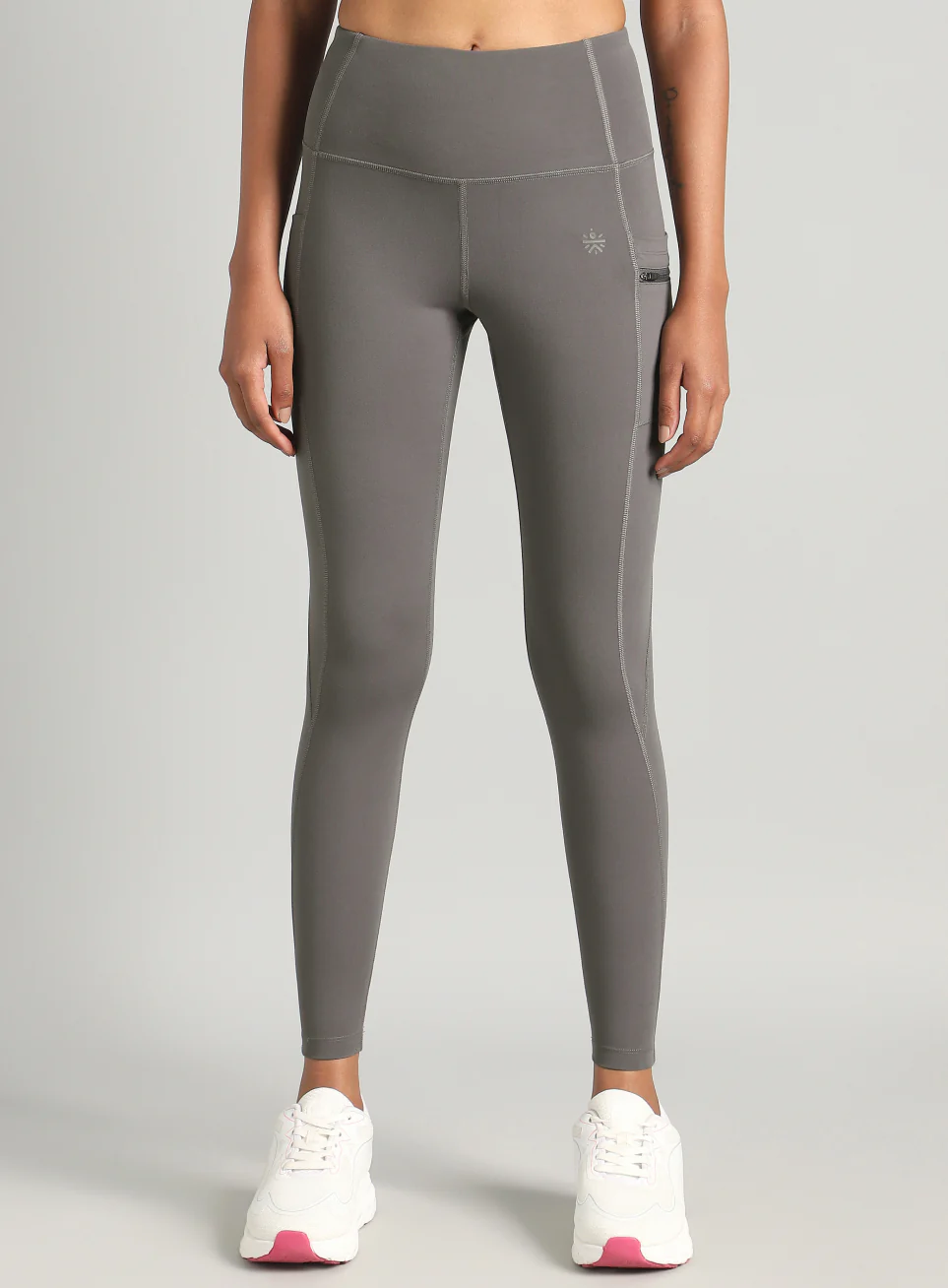 Women's Grey Run Beyond COMFlex Tights - Image 4
