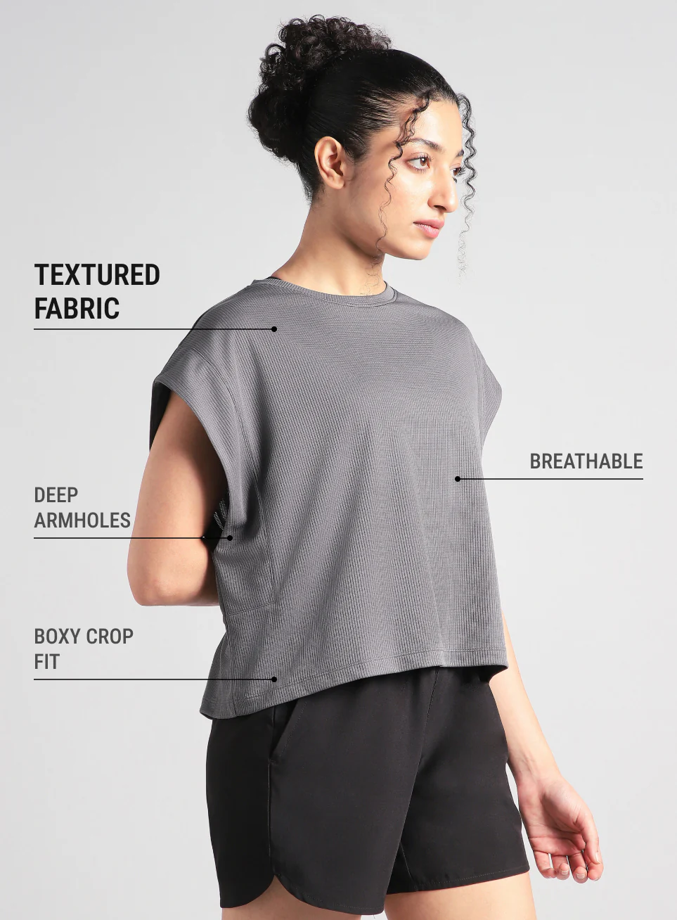 Women's Grey Sculpt Muscle T- shirt - Image 5