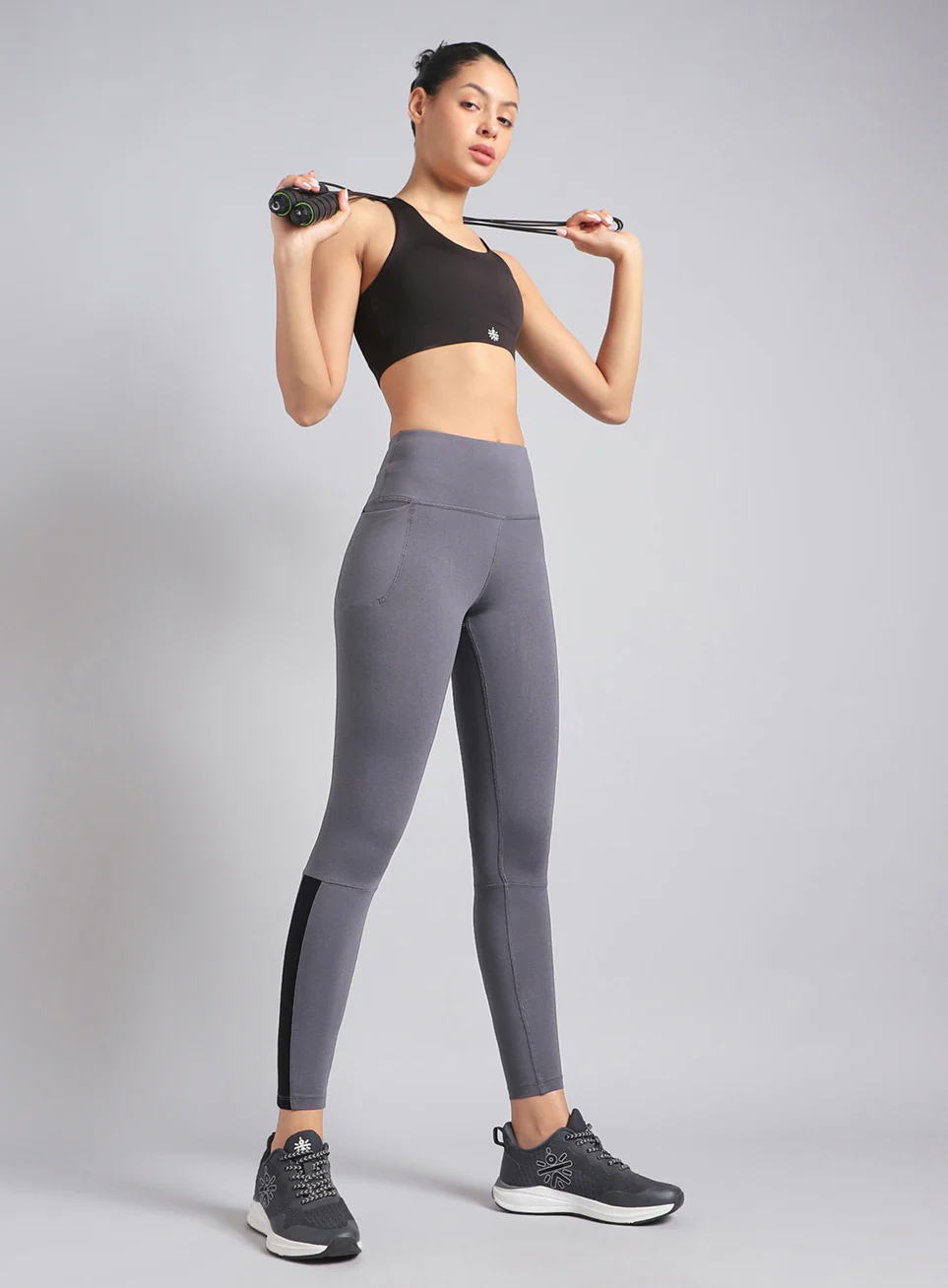 Women's Grey Step Up Cotton Tights - Image 2