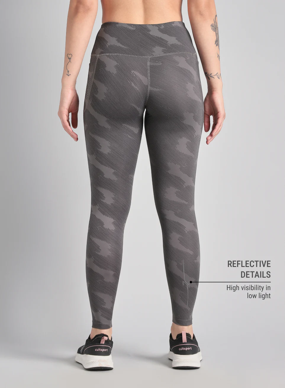 Women's Grey The Run Project Printed COMFlex Tights - Image 6