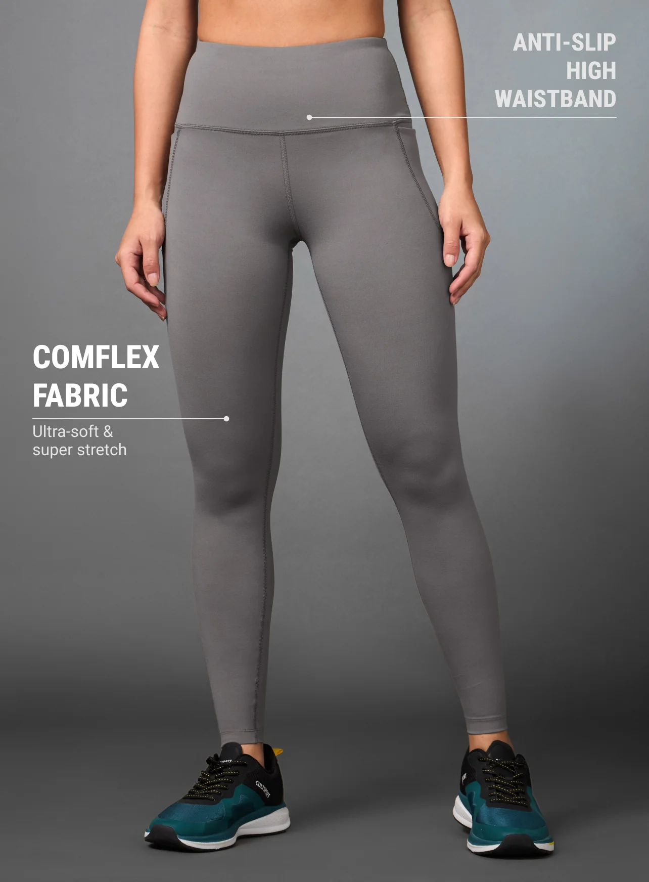 Women's Grey Train All Day COMFlex Tights - Image 4