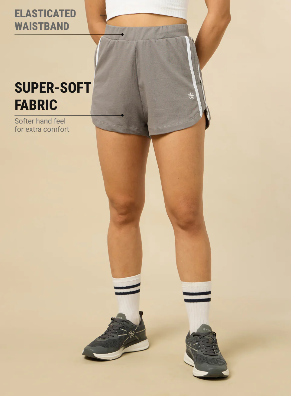 Women's Grey Training Essentials Shorts - Image 4