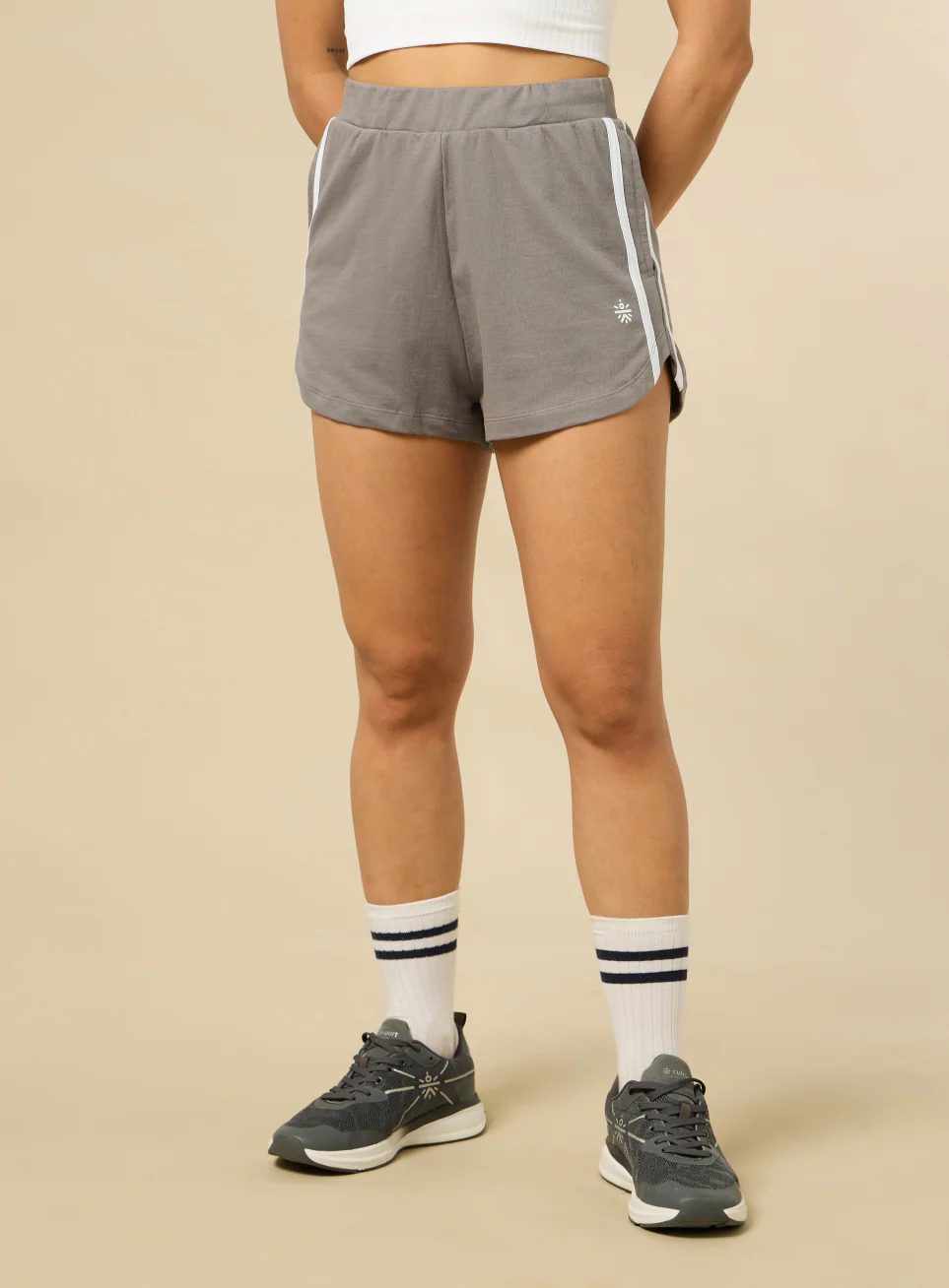 Women's Grey Training Essentials Shorts - Image 9