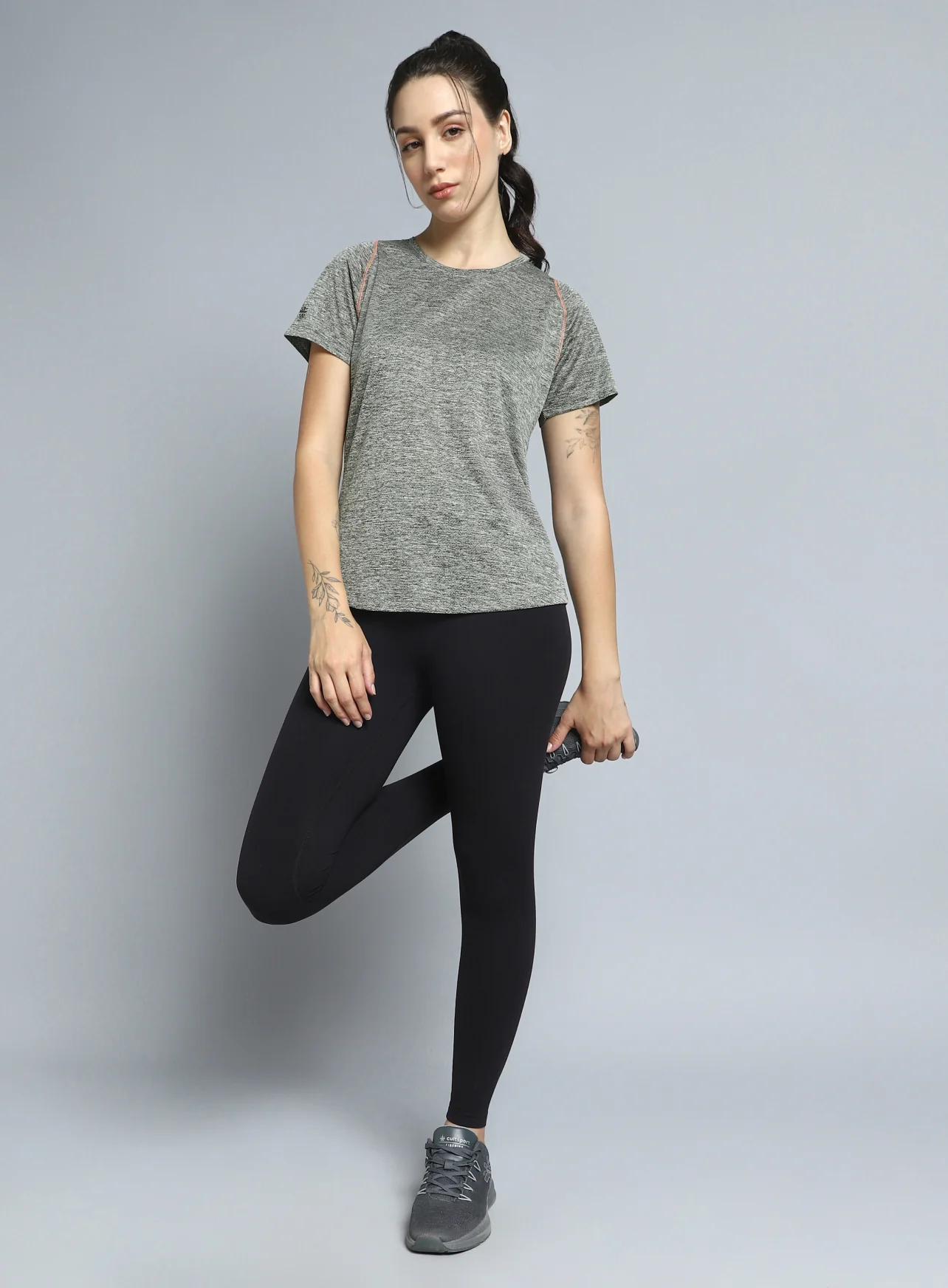 Women's Grey Training Sculpted T-shirt - Image 2