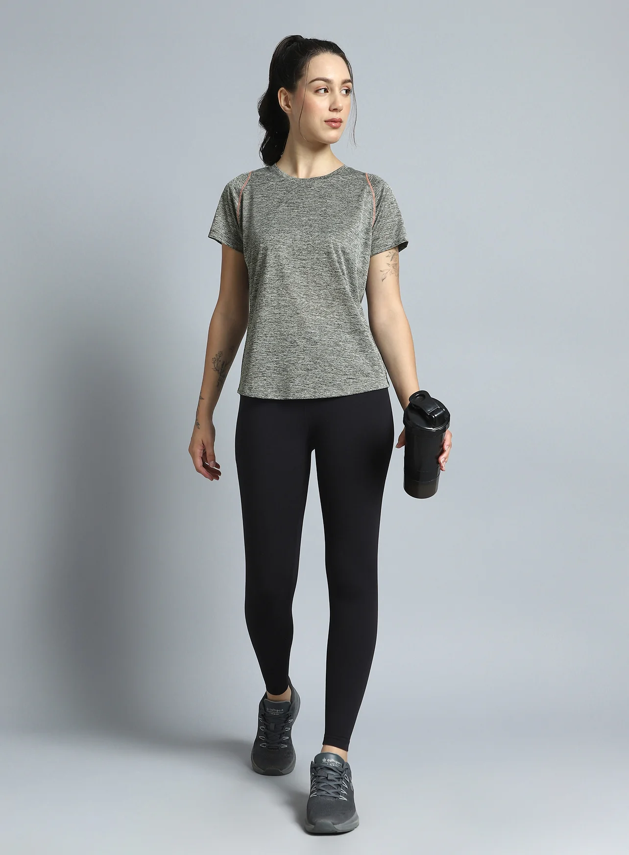 Women's Grey Training Sculpted T-shirt - Image 3