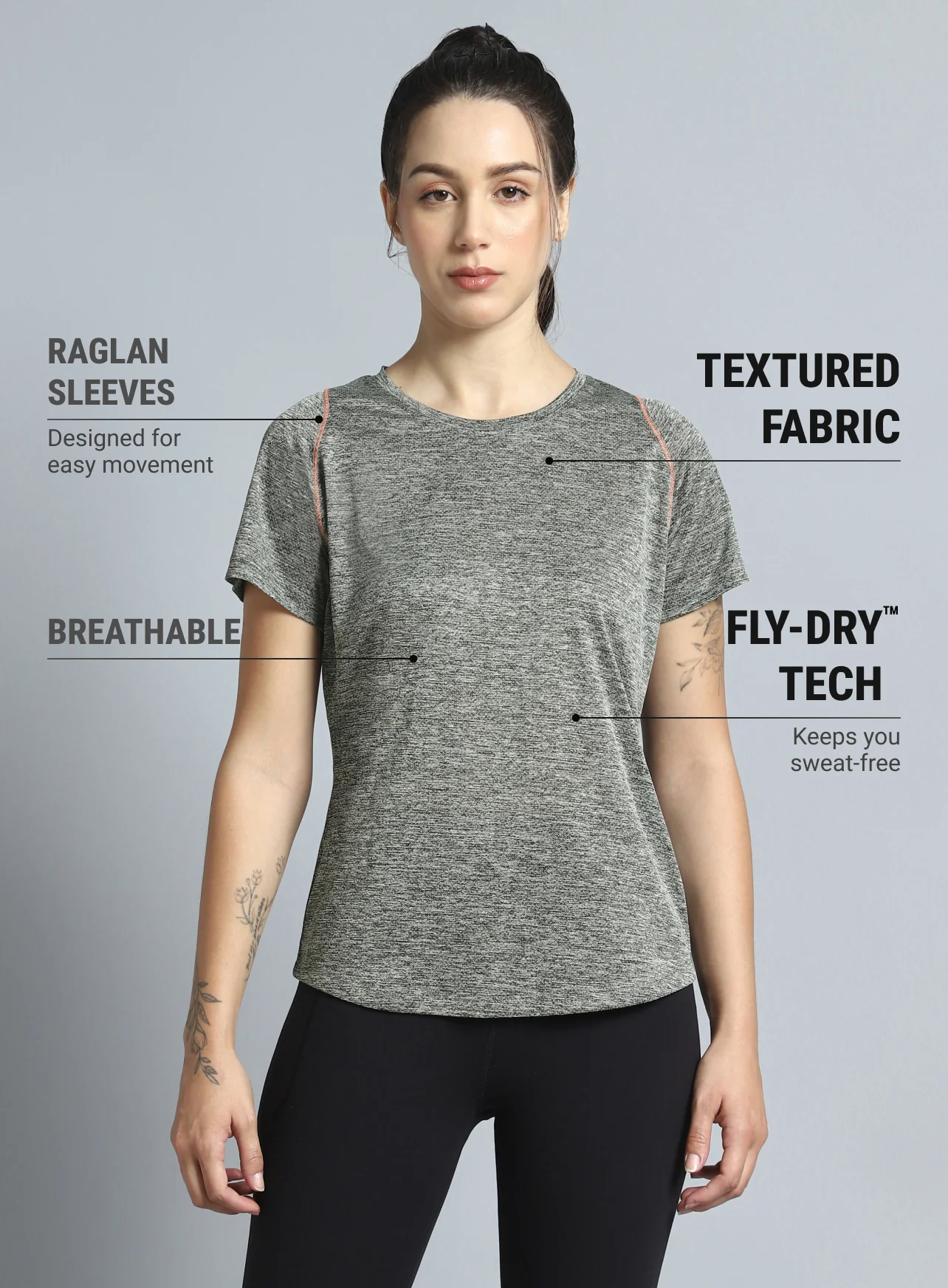 Women's Grey Training Sculpted T-shirt - Image 4