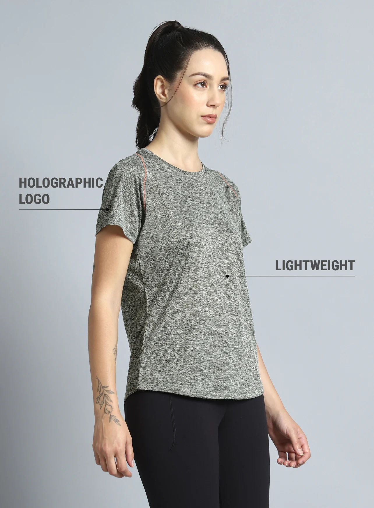 Women's Grey Training Sculpted T-shirt - Image 5