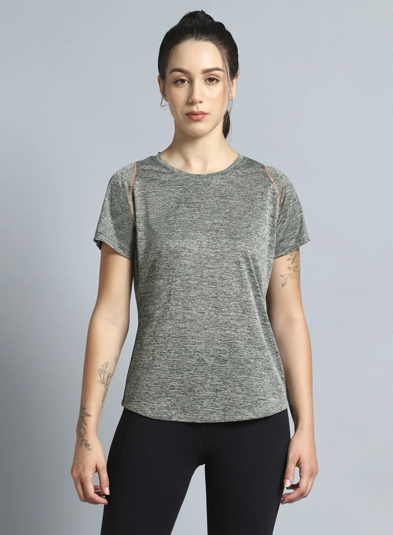 Women's Grey Training Sculpted T-shirt - Image 9