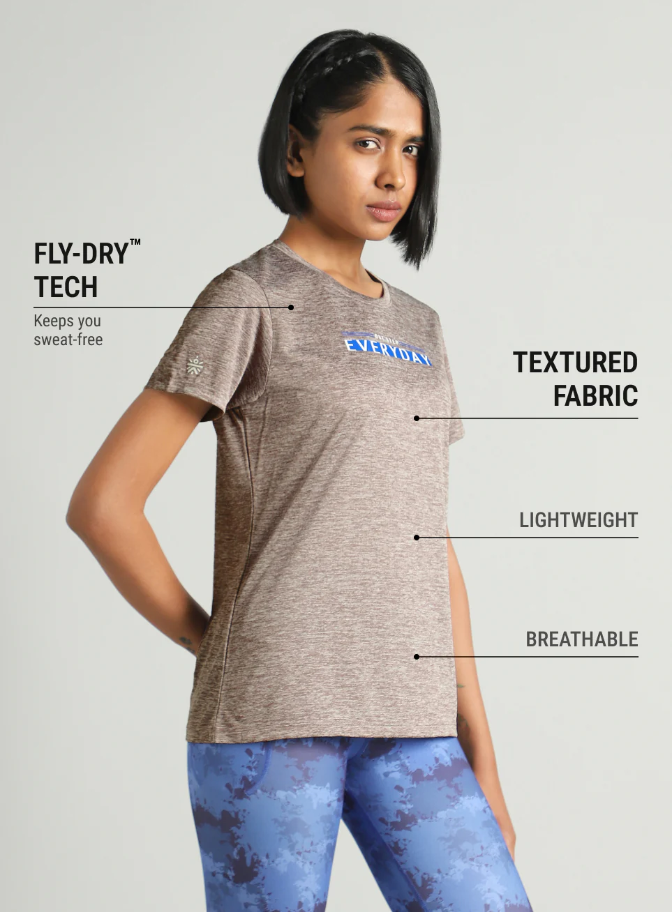 Women's Grey Training Textured T-shirt - Image 5
