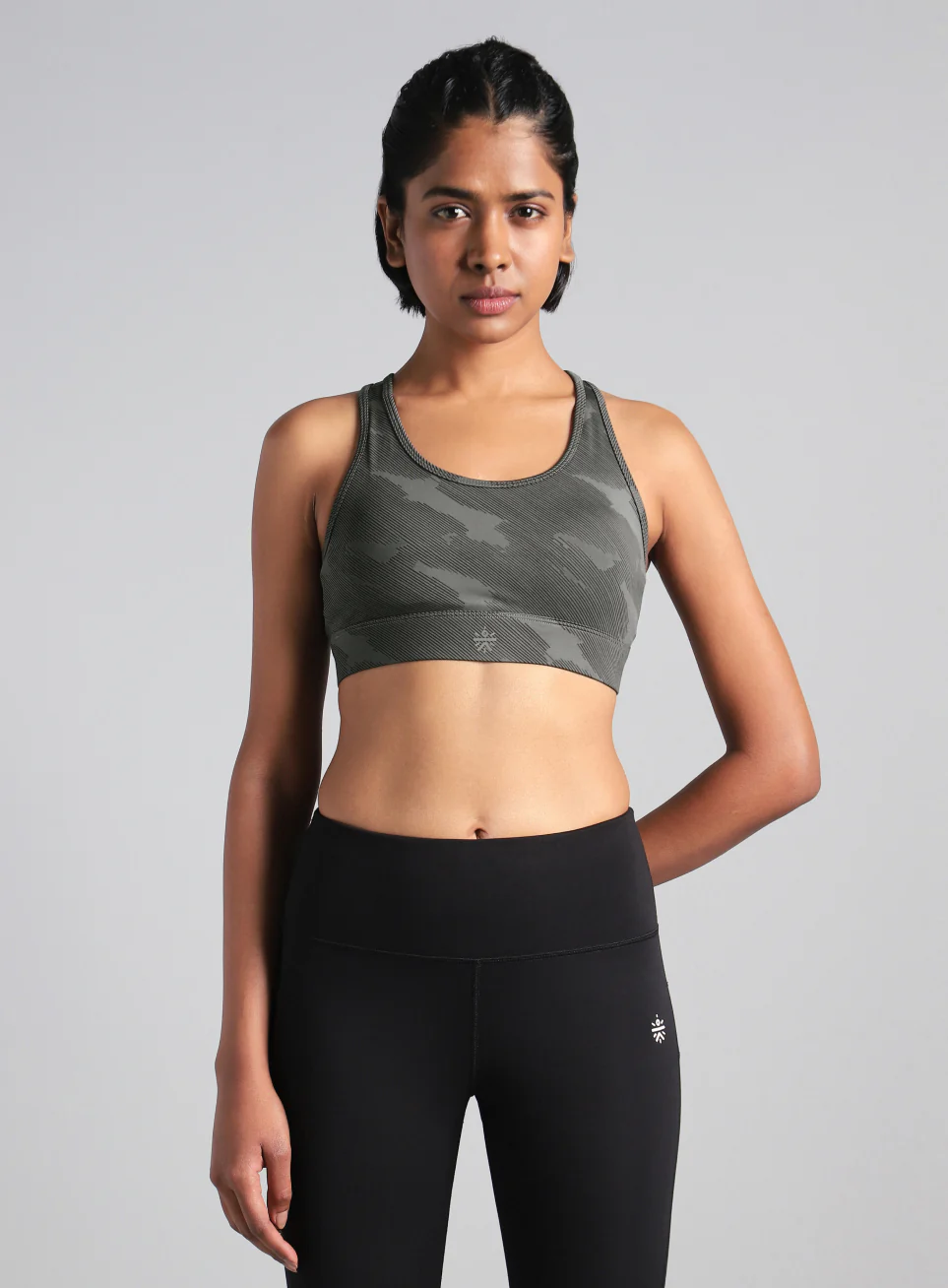 Women's Grey Urban Camo Running High Support Bra - Image 4