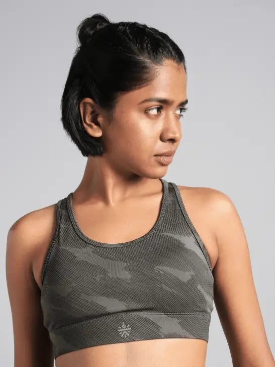 Women's Grey Urban Camo Running High Support Bra - Image 7