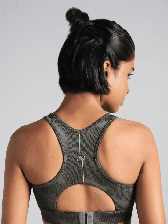 Women's Grey Urban Camo Running High Support Bra - Image 8