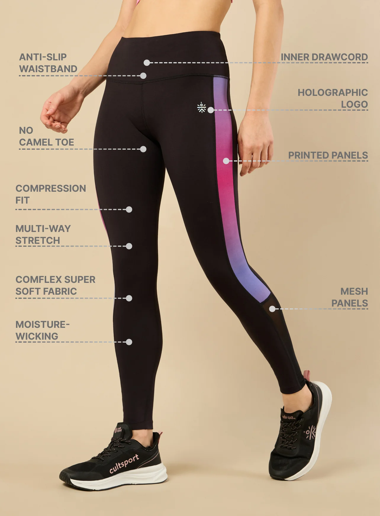 Women's Gym and Train Black Tights - Image 5