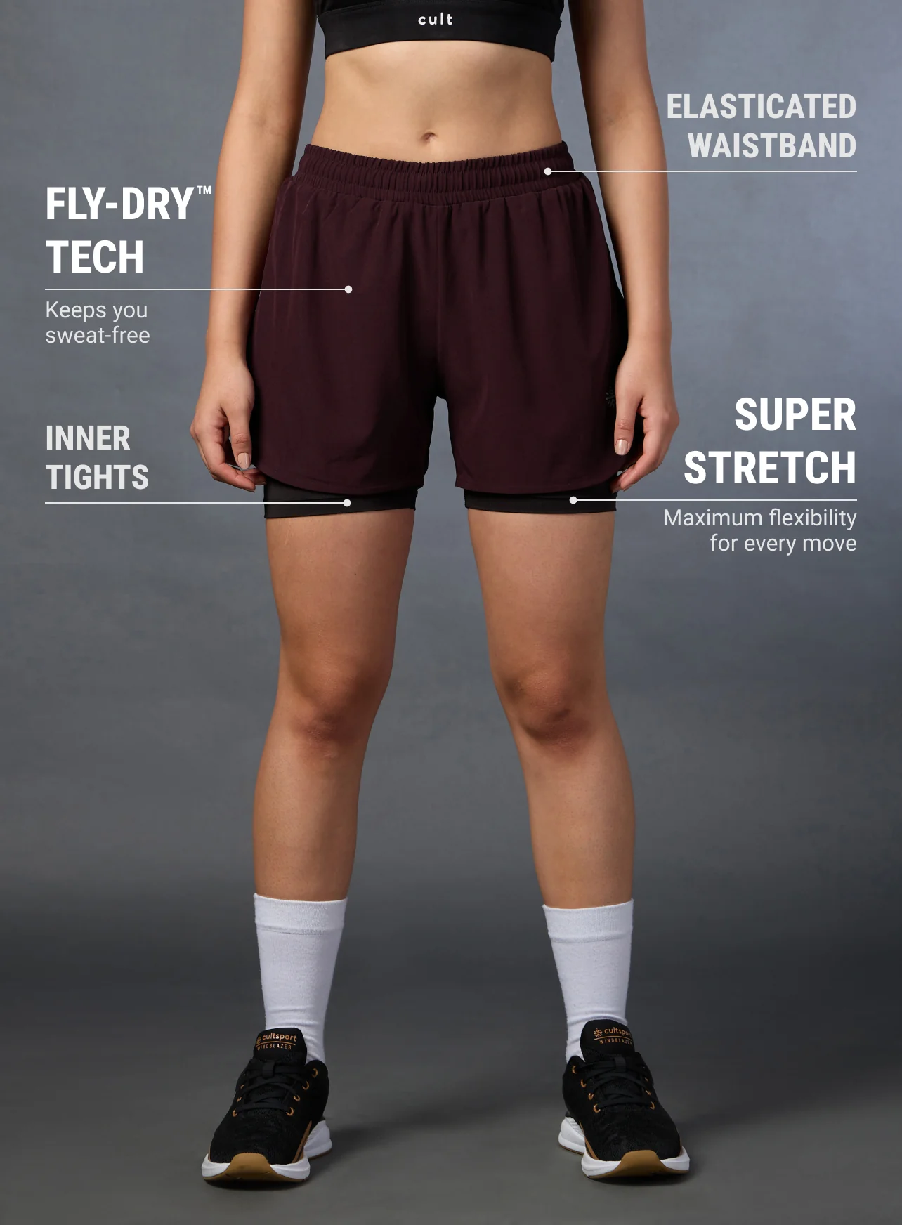 Women's High Spirit Deep Maroon Integrated Shorts - Image 4