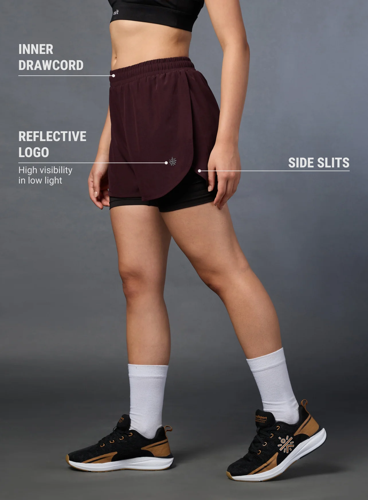 Women's High Spirit Deep Maroon Integrated Shorts - Image 5