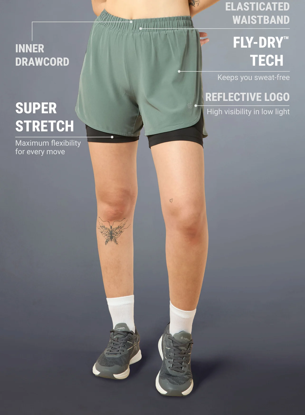 Women's High Spirit Olive Integrated Shorts - Image 4
