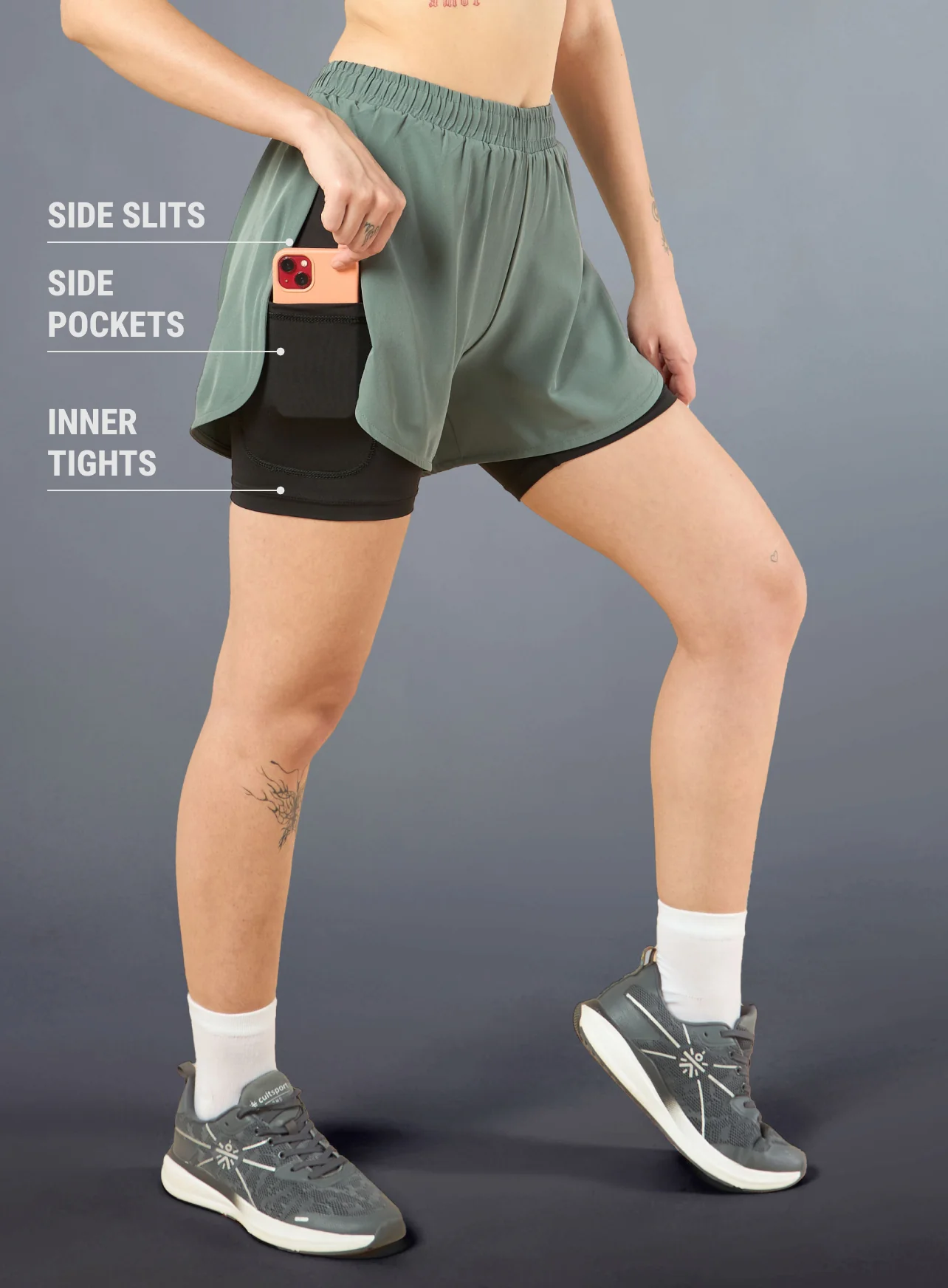 Women's High Spirit Olive Integrated Shorts - Image 5