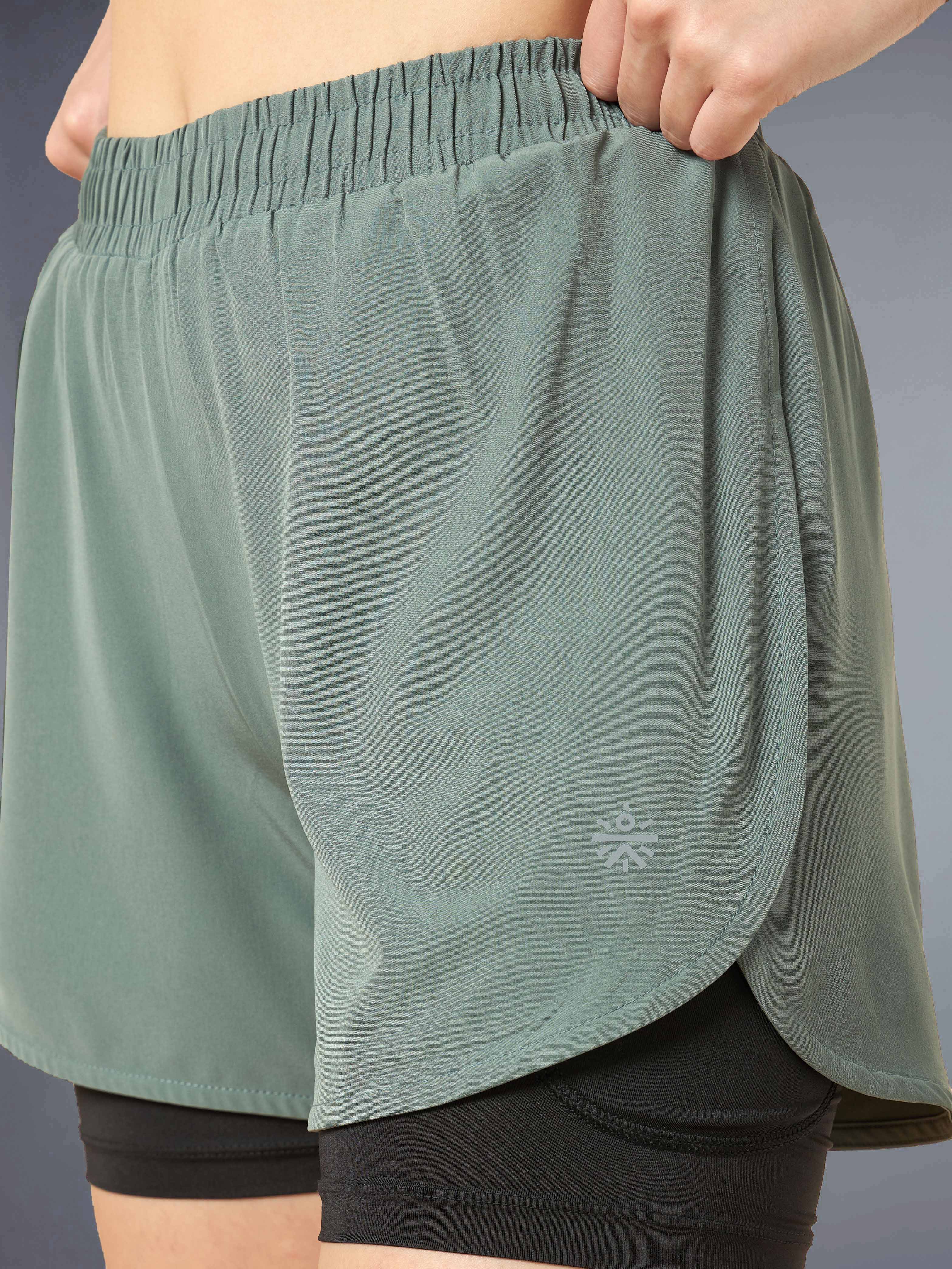 Women's High Spirit Olive Integrated Shorts - Image 7