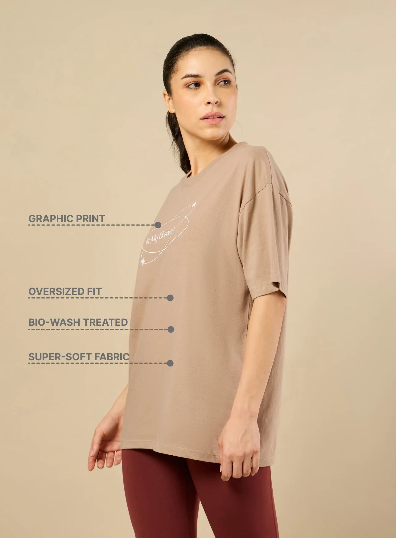 Women's In My Element Print Brown T-shirt - Image 5