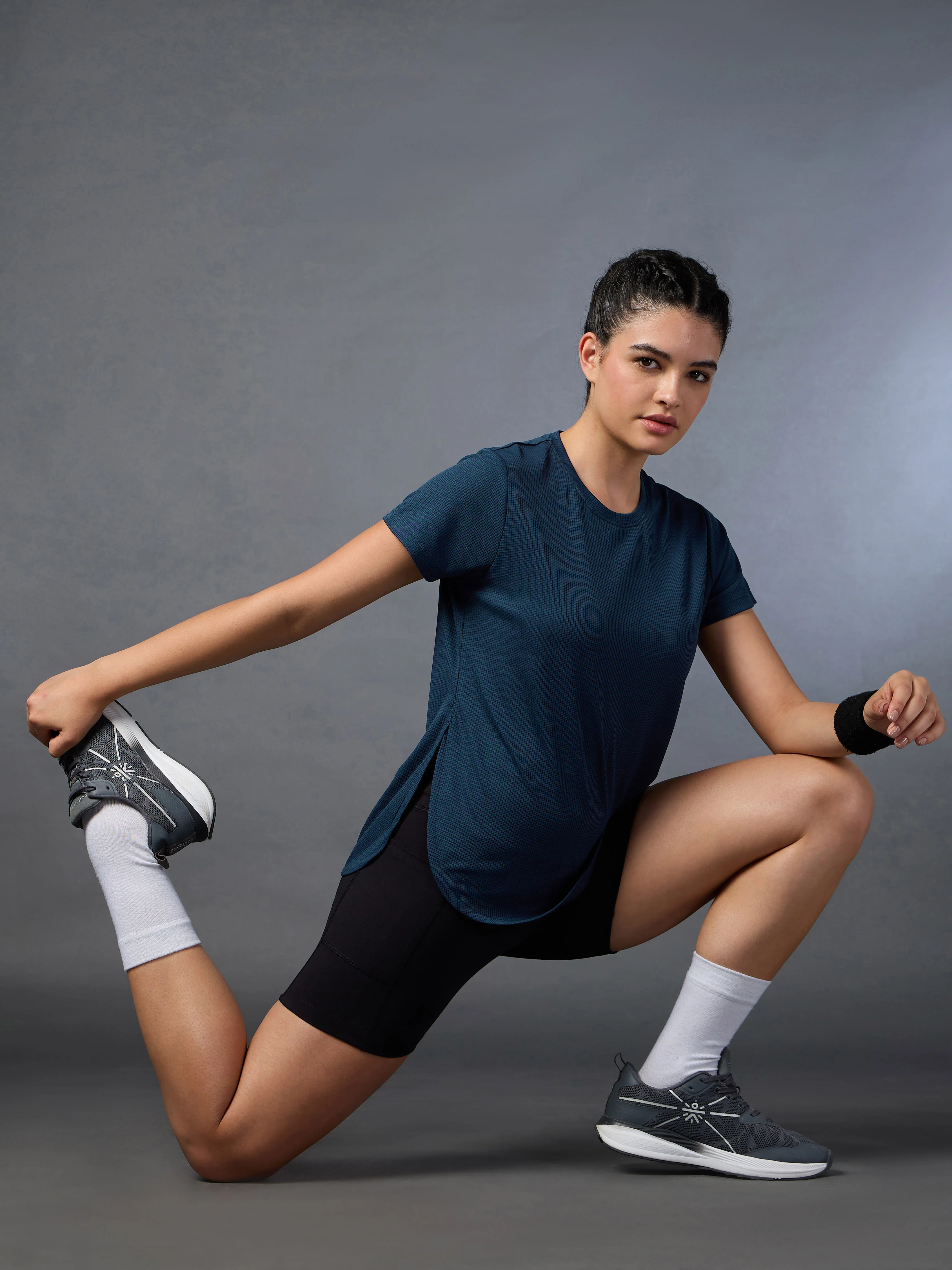 Women's Navy Running Longline T-shirt - Image 3