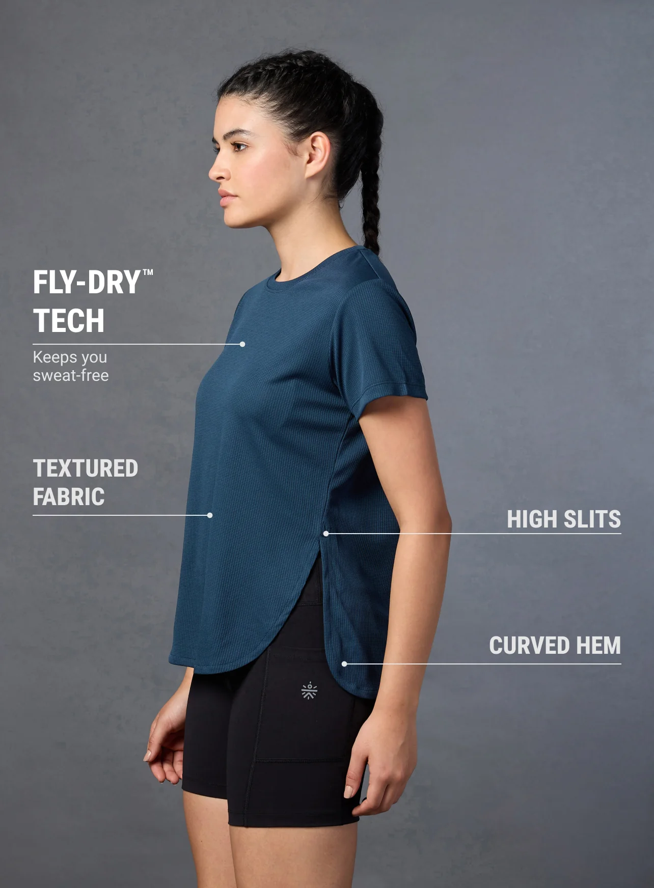 Women's Navy Running Longline T-shirt - Image 5