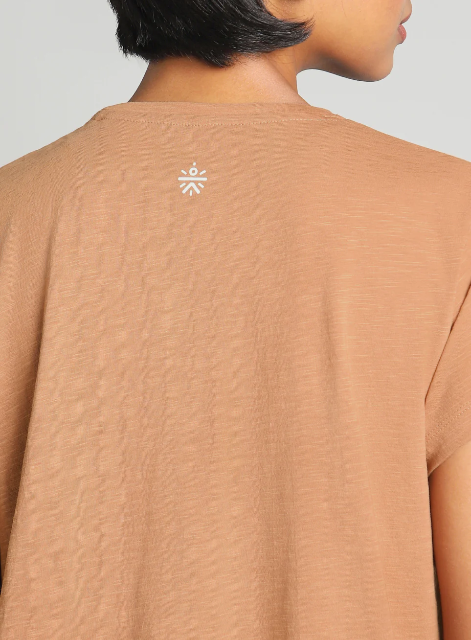 Women's Khaki Flow Form Yoga T-shirt - Image 8