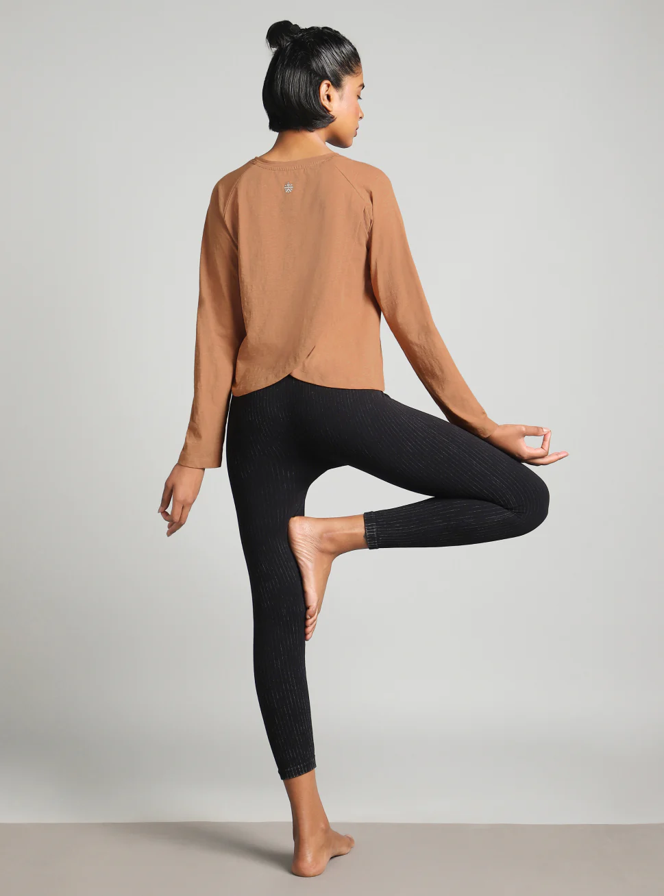 Women's Khaki Form Overlap Yoga T-shirt - Image 2