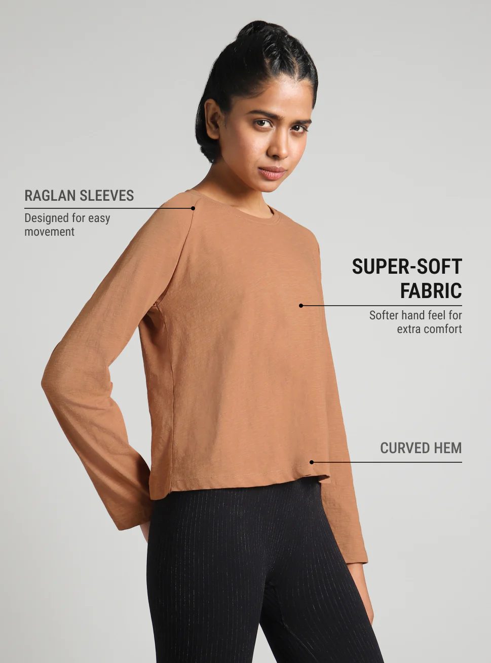 Women's Khaki Form Overlap Yoga T-shirt - Image 5