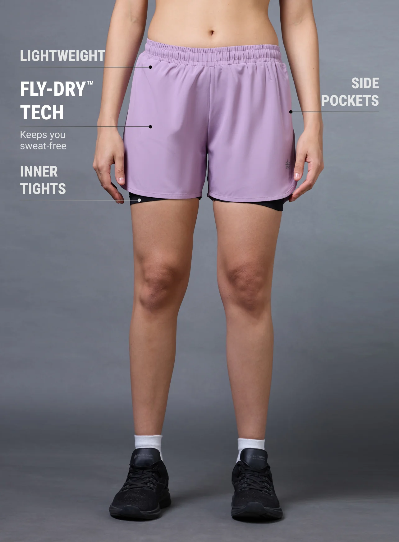 Women's Lavender Pro Running Shorts - Image 4
