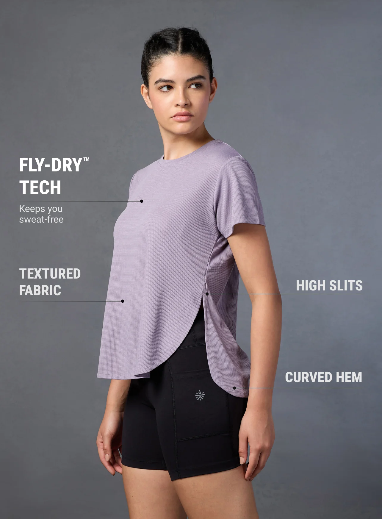 Women's Lavender Running Longline T-shirt - Image 5