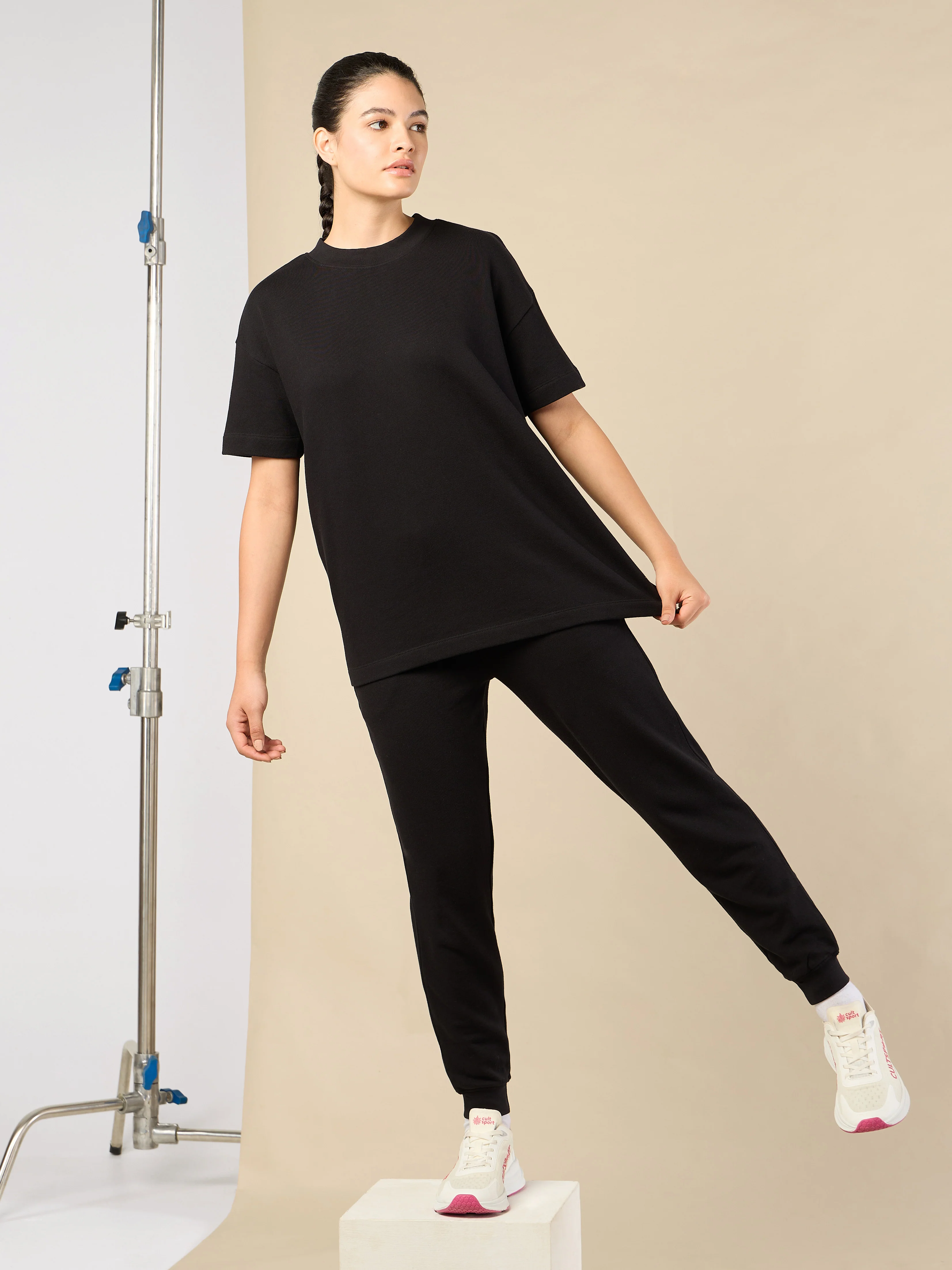 Women's Lifestyle Cotton Black Co-ord Set - Image 3