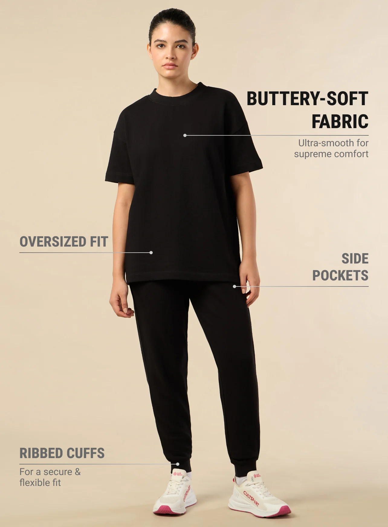 Women's Lifestyle Cotton Black Co-ord Set - Image 4