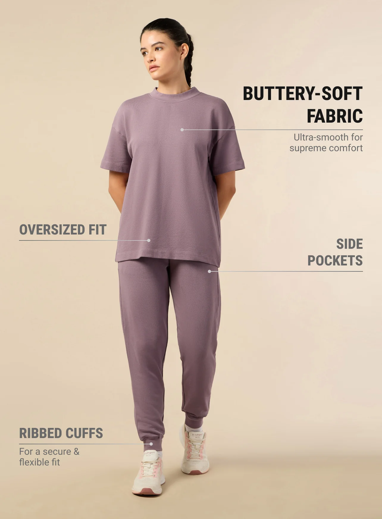 Women's Lifestyle Cotton Lavender Co-ord Set - Image 4